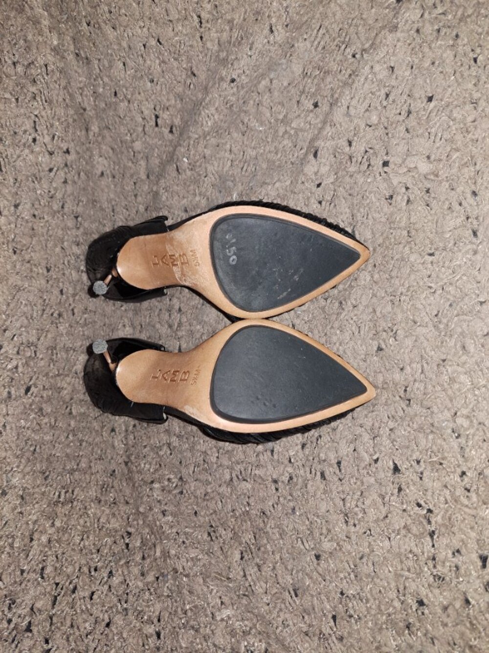 L.A.M.B.-Warner-D'orsay Black Stiletto-Leather Twist Knots-Sz 5.5-Near Mint - Picture 8 of 8